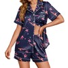 Ekouaer Womens Satin Silk Pajamas Set Short Sleeve Sleepwear Button