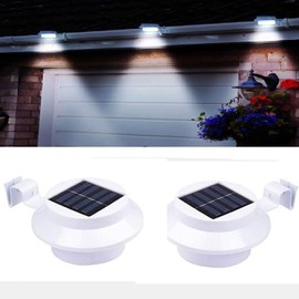 Thsinde 2 Pack Solar Fence Lights, Outdoor Sunpower Gutter Led Lights for Eaves Garden Landscape Yard (White-1)