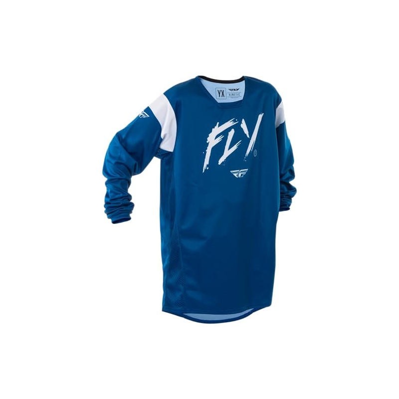 Fly Racing Youth Kinetic Stoke Jersey (Navy/White, Youth X-Large)