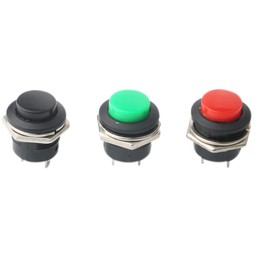 RUNCCI-YUN 15Pcs Push Button Switch ON/OFF Momentary Button Power Switch Red green Black Round Cap AC 6A/125V 3A/250V（no lock）