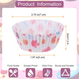 HARFINGTON 100 Count Cupcake Liners Pink Heart Cupcake Cups Standard Size Muffins Liners Papers Baking Cups Wrappers Greaseproof for Party Wedding Birthday