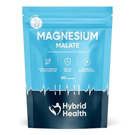 Hybrid Health Magnesium Malate 1500mg Supplement - 180 Vegan Capsules, High-Strength Formula, Independently 3rd Party Lab Tested, 3 Months Supply