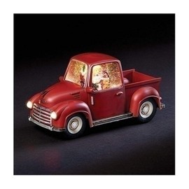 Red Santa Vintage Truck LED 6 x 3 Acrylic Decorative Tabletop Figurine
