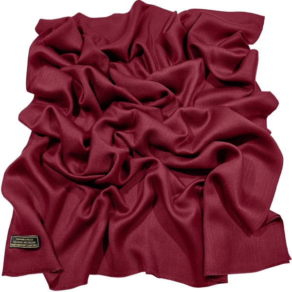CJ Apparel Maroon Burgundy Solid Color Fringe Design Nepalese Shawl