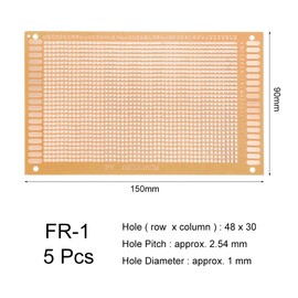 sourcingmap 9x15cm Single Sided Stripboard Universal Paper Printed Circuit Board Thickness 1.2mm for DIY Soldering Brown 5pcs