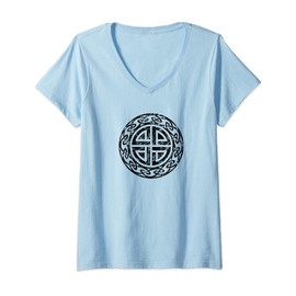 Womens Vintage Protection Shield Knot Celtic Norse Vikings Health V-Neck T-Shirt