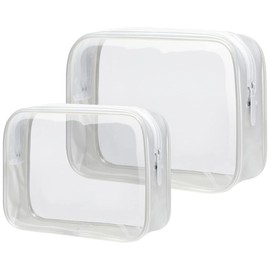 Cambond Clear Toiletry Bags TSA Approved- 2 Pack Quart Size Travel Bag  Clear Travel Bags for Toiletries, Clear Cosmetic Bags Carry on - Color: white