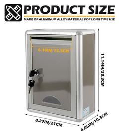 ZJIVQO Suggestion Box Lockable Ballot Box Donation Box with Lock Not Clear Ballot Box Comment Box for Worktop or Wall Mounting