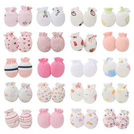 Adeimoo Baby Cotton Gloves Infant Toddler No Scratch Mittens for Little Boys Girls (20 Pairs Girls style)