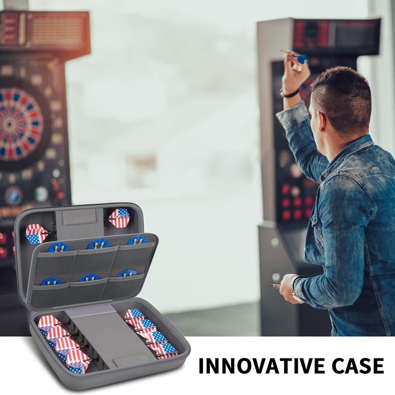 GWCASE Dart Case for 16 Steel and Soft Tip Darts,