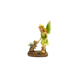 TG,LLC Treasure Gurus Miniature Fairy Girl Petting Mouse Figurine Garden Supply Mini Yard Lawn Accessory Ornament Outdoor Decor