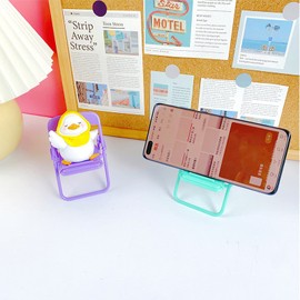 YESKIND Cute Chair Cell Phone Stand for Desk, 3PCS Funny Cell Phone Holder Stand Compatible with Smartphone/Phone/Pad/Tablet/E-Readers,(Green/Pink/Purple)