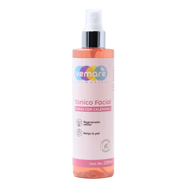 Vemare Cosmetics Tónico Facial Rosas Con Caléndula Revitaliza 250 ml