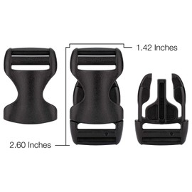 50-1 Inch YKK Flat Heavy Duty Dual Adjustable Side Release Plastic Buckles