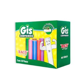 Baco | Caja con 50 Gises Comprimidos de Colores, Compactos y Redondos, No Tóxico (50 Gises)
