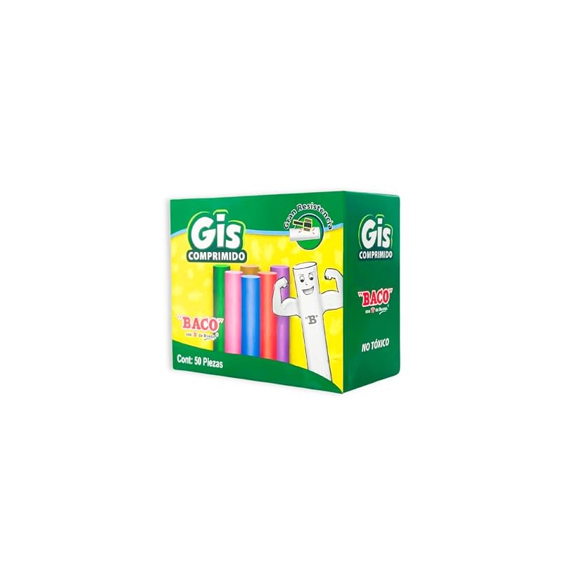 Baco | Caja con 50 Gises Comprimidos de Colores, Compactos