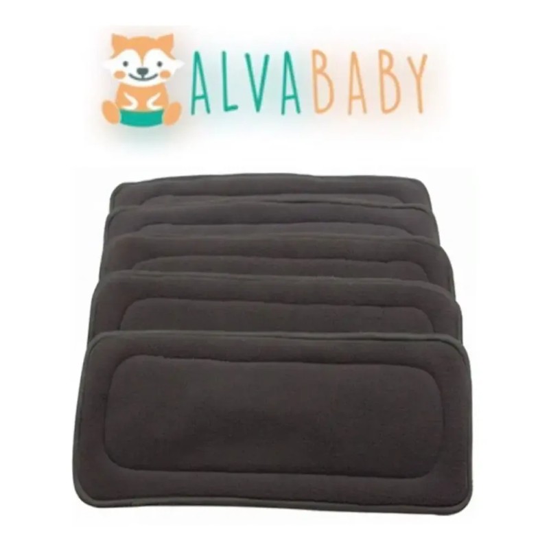 5 Absorbentes Nocturnos Charcoal 5 Capas Alva Baby Original