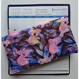 Sundari's Sweet Shoppe Cotton Fabric Koalas 2025-26 Pocket Calendar & Appointment Book