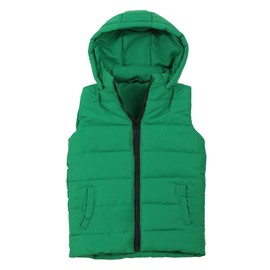 SNOW DREAMS Boys Puffer Vest Hooded Quilted Outwear Sleeveless Jacket Lined Zipper Waistcoat Solid Color Green Size 10