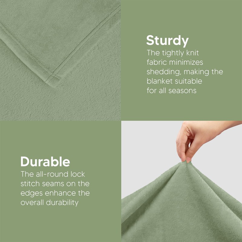 Utopia Bedding Fleece Blanket King Size Sage Green 300GSM Luxury