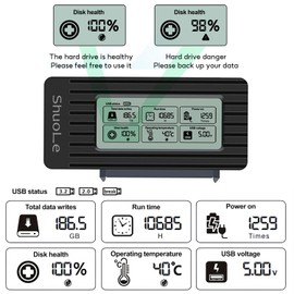 ShuoLe SATA to USB3.2/3.1/3.0 Cable 2.5inch Hard Drive Adapter Type c Hard Disk Converter for SSD/HDD Data Transfer with LCD Screen Display