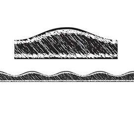 ASHLEY PRODUCTIONS Scribble Chalk Magnetic Border Black Scribble, 1" x 12'