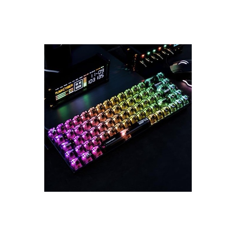 TERPORT Teclado Mecánico Transparente de RGB Retroiluminación, Z11 E158 Teclado