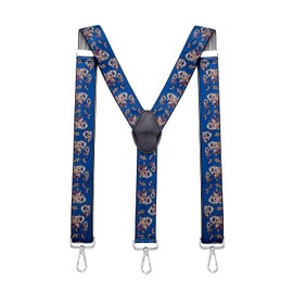 MASADA men's Braces, suspender with strong carabiner closure - smoothly adjustable 3.5 cm wide fits for up to 195 cm body height - Paisley blue