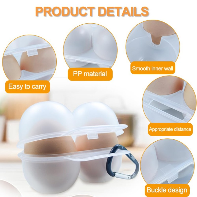 2pcs Portable For Egg Storage Container，Eggs Storage Box with D