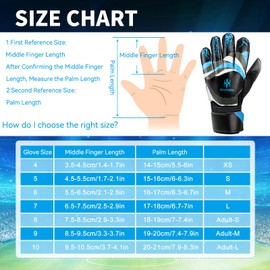 Professional Soccer Goalkeeper Goalie Gloves - Super Superior Grip, Finger Protection, High Performance - Durable & Comfortable Training/Match Gloves for Adults, Youth, Kids (Size 4-10) (Blue, 8)