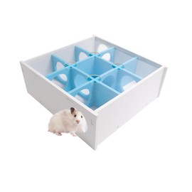 Hamster Labyrinth Toy Hamster Hiding Place Hamster Multi-Chamber House Hamster House with Transparent Acrylic Cover for Mice, Gerbils, 21 x 20 x 7.5 cm