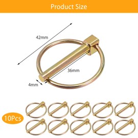 UOCAI Pack of 10 Folding Cotter Pins, Safety Cotter Pins, Assortment of Pins, Folding Cotter Pins, Folding Pins for Tractors, Trucks, Farm Trailers, Lawn Mowers, 42 x 4 mm