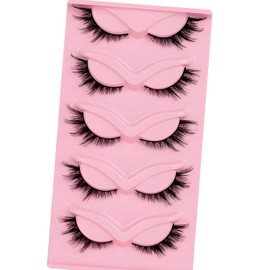 WALWAL Fox False Eyelashes - Natural Curly 3D Volume Faux Mink Lashes, Perfect for Cat Eye Makeup! Fluffy, Light and Attractive (Fox Style B, 5 Pairs)