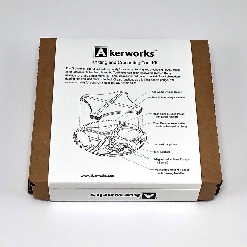 Akerworks Knitting and Crocheting Tool Kit Including Slip-Resistant Gauge