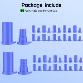 Bateria Power 50 Pairs Solar Connector Caps, Obvious Color IP68 Weather Resistant Dust Male and Female Plug Cap for Solar Connectors, Blue