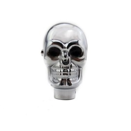 TESWNE Silver Chrome Skull Gear Shift Knob Manual Stick Shift Knobs - LED Light Red Eyes