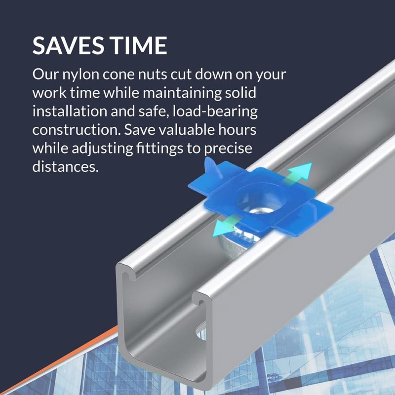 Nylon Channel Squeeze Nut, 3/8"-16 Strut Channel Cone Nuts(100 Pcs),