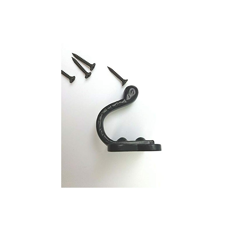 Pack of 2 Tudor Coat Hooks Black Wrought Iron Hammered
