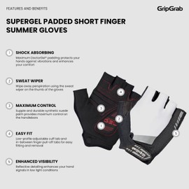 GripGrab SuperGel 6mm DoctorGel Padded Short Finger Summer Cycling Gloves Comfortable Cushioned Fingerless Bike Glove