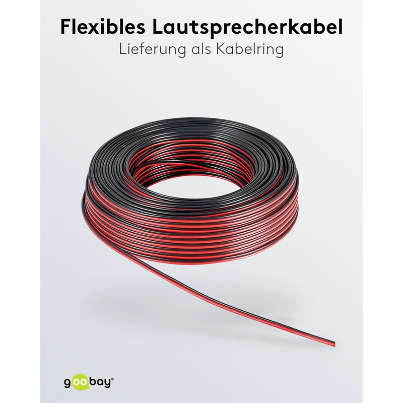 Wentronic 25m 2x 0.75mm Speaker Cable Roll - Red/Black