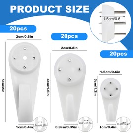 Picture Hooks, Non-Trace Picture Hook for Hard Wall, Picture Hanging Kit for Picture Frame Fixing, Assorted Picture Hanger Set for Plasterboard Walls Drywall Concrete Wall (B-40Pcs)