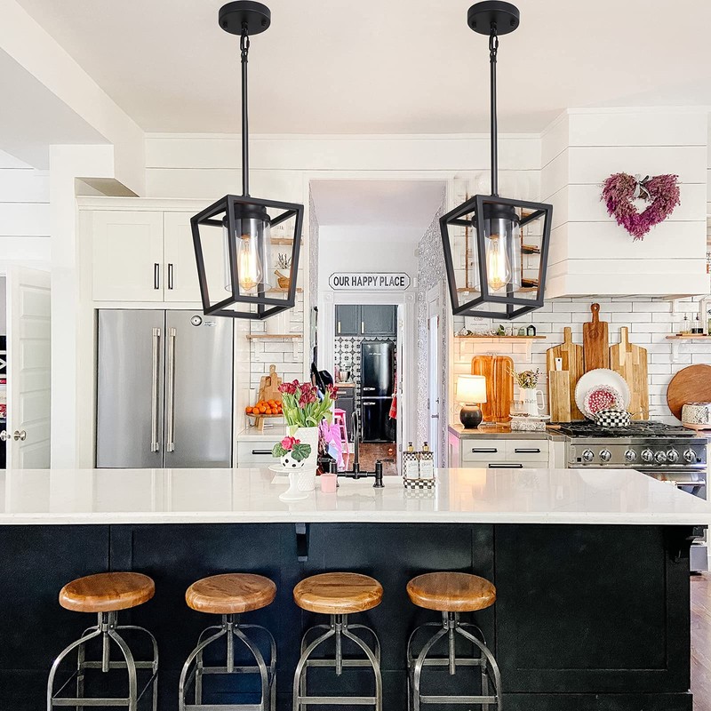 SGLfarmty Black Pendant Lights Kitchen Island, 1-Light Light Fixtures, Farmhouse