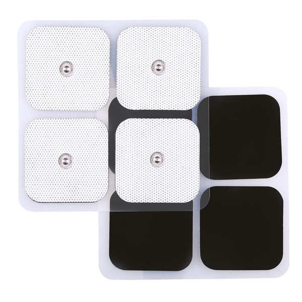 LotFancy TENS Unit Replacement Pads, 40 Pcs 2x2 Snap Electrodes Pads, Reusable Tens Pads for EMS Muscle Stimulator, Using 3.5mm Snap Connector
