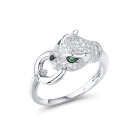Santuzza Panther Ring 925 Sterling Silver Cubic Zirconia Green Spinel Leopard Ring for Women (6)
