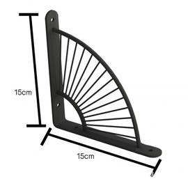 luzen 2Pcs Fan Shaped Metal Shelf Brackets Wall Mounting Modern Decorative Shelving Bracket Floating Shelves Bracket Shelf Support Bracket with Screws Hardware for Home Office, Black