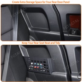 Fgtagtal Rear Door Storage Pockets Compatible with Toyota FJ Cruiser 2007-2021, Rear Seat Molle Panel Metal Back Door Side Organizer Storage Box Expansion Accessories, 2PCS
