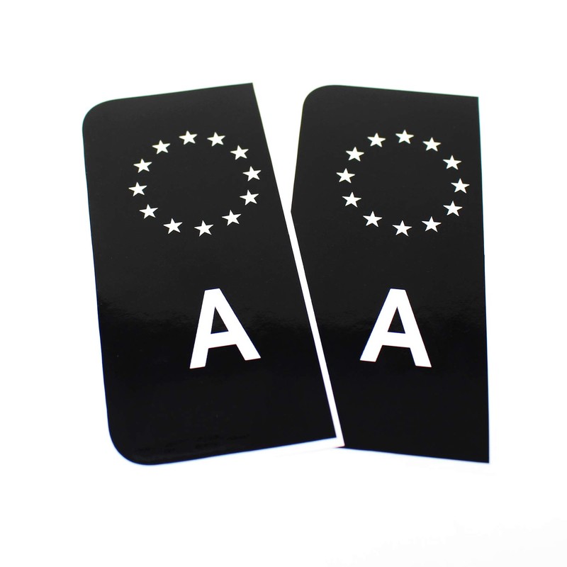 2 x Number Plate EU Field Sticker Film, Black, Car,