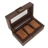 3 Slot Watch Display Case Wood Detachable Pillow Glass Cover