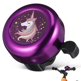 Sewroro Unicorn Bike Bell Purple Bicycle Handlebar Bell with Loud Clear Sound Cycle Ring for Mountain Road Bike Scooter Ebike