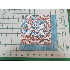 Blue Ink Studios Three Decorative Luncheon Napkins for Decoupage "Teal & Rust Damask"